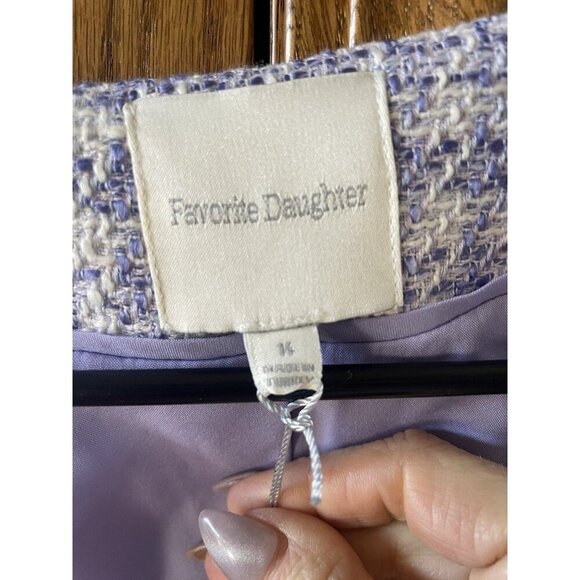 NEW Favorite Daughter The Dasha Houndstooth Check Tweed Lilac Top- Size 14 - Picture 10 of 13